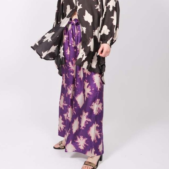 Ulla Johnson Purple and Cream Wide Leg Pants - Picture 3 of 7